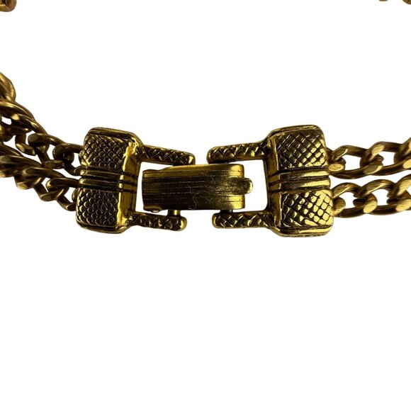 Goldette Womens Gold Tone Chain Bracelet Floral Pearls Layered Design Signed - Picture 4 of 6